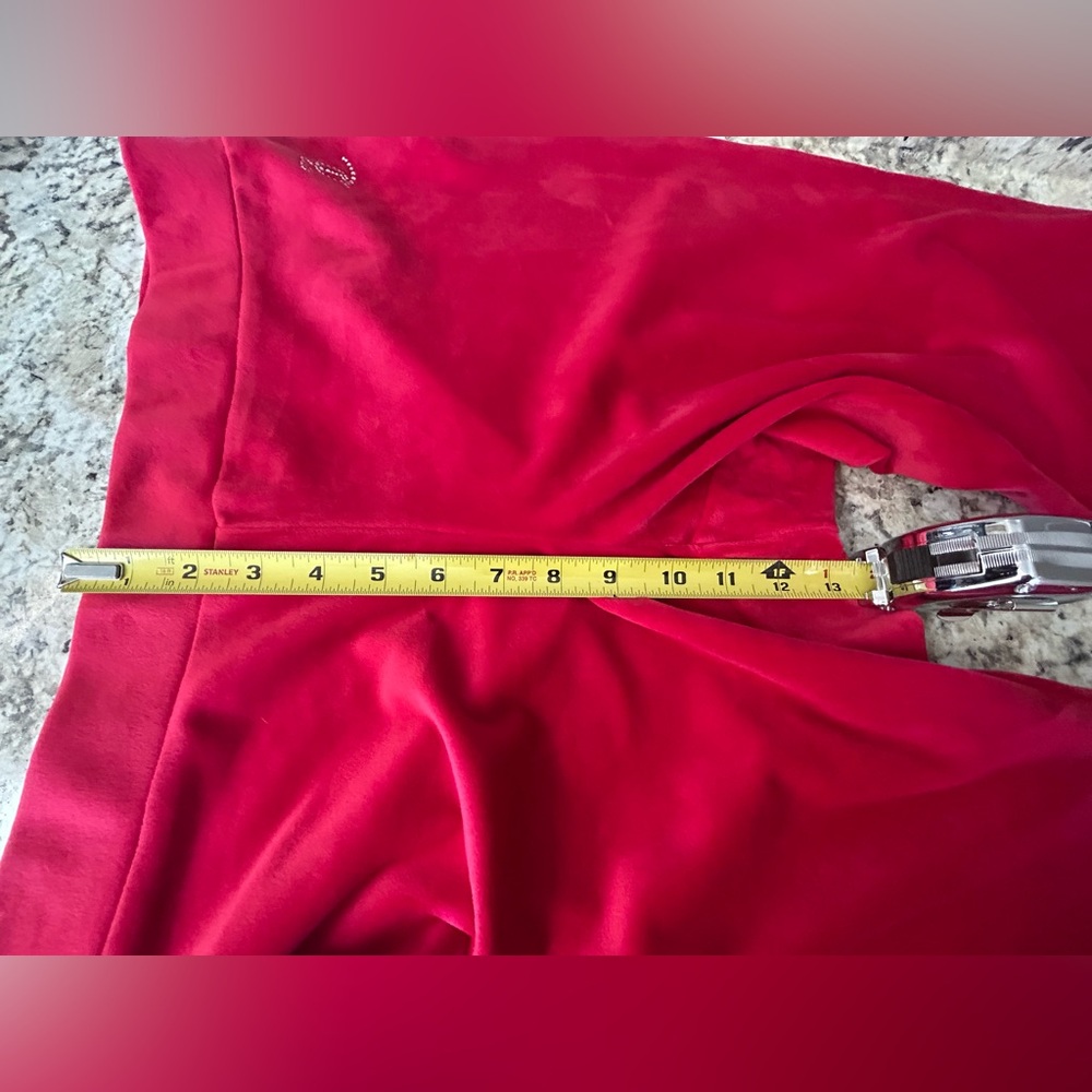 NWT Juicy Couture Red Velour Track Pants Rhinestone Logo Size L - Picture 10 of 10